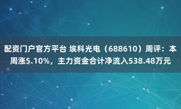 配资门户官方平台 埃科光电（688610）周评：本周涨5.10%，主力资金合计净流入538.48万元